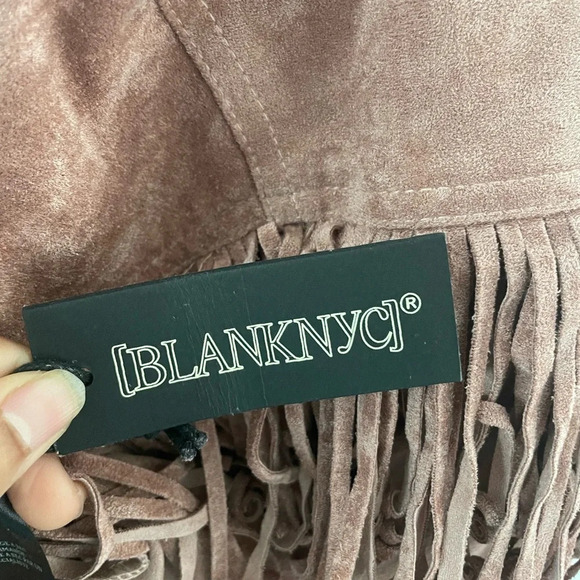 NWT Blank NYC Vegan Suede Fringe Moto Jacket Sz M - Picture 14 of 14